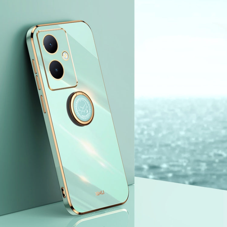 XINLI Straight Edge 6D Electroplate TPU Phone Case with Ring Holder
