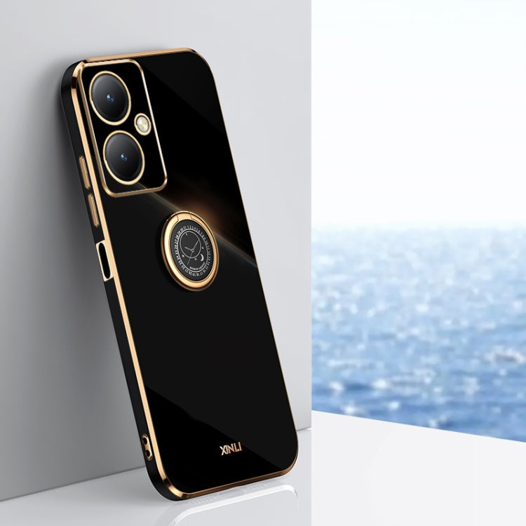 XINLI Straight Edge 6D Electroplate TPU Phone Case with Ring Holder, For vivo iQOO 12 5G, For vivo Y17S 4G, For vivo Y35M+