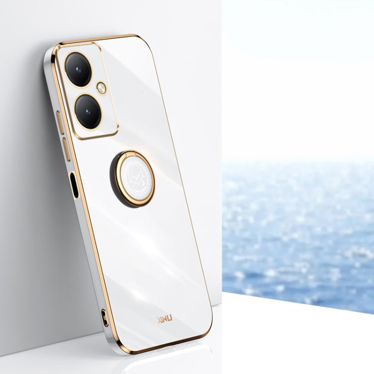 XINLI Straight Edge 6D Electroplate TPU Phone Case with Ring Holder, For vivo iQOO 12 5G, For vivo Y17S 4G, For vivo Y35M+