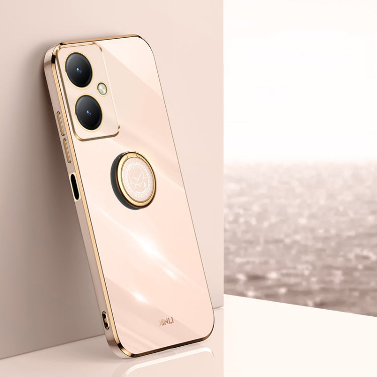 XINLI Straight Edge 6D Electroplate TPU Phone Case with Ring Holder, For vivo iQOO 12 5G, For vivo Y17S 4G, For vivo Y35M+