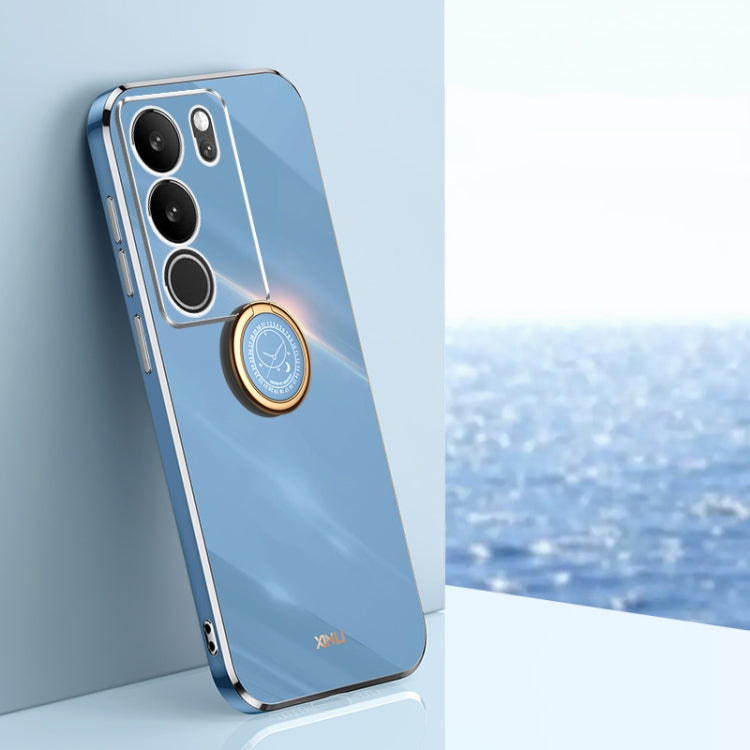 XINLI Straight Edge 6D Electroplate TPU Phone Case with Ring Holder, For vivo S17, For vivo S17e, For vivo Y78+