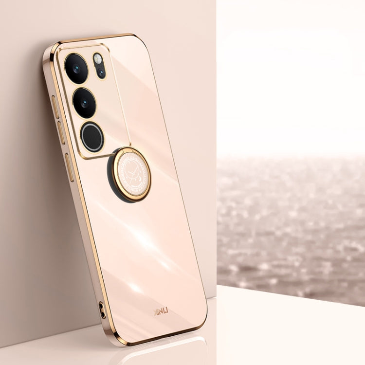 XINLI Straight Edge 6D Electroplate TPU Phone Case with Ring Holder, For vivo S17, For vivo S17e, For vivo Y78+