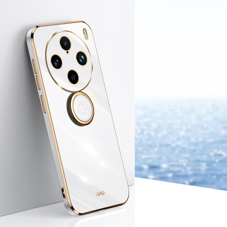XINLI Straight Edge 6D Electroplate TPU Phone Case with Ring Holder, For vivo X100 Pro 5G, For vivo iQOO 12 Pro 5G, For vivo iQOO 12 5G
