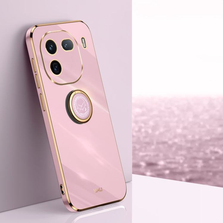 XINLI Straight Edge 6D Electroplate TPU Phone Case with Ring Holder, For vivo X100 Pro 5G, For vivo iQOO 12 Pro 5G, For vivo iQOO 12 5G