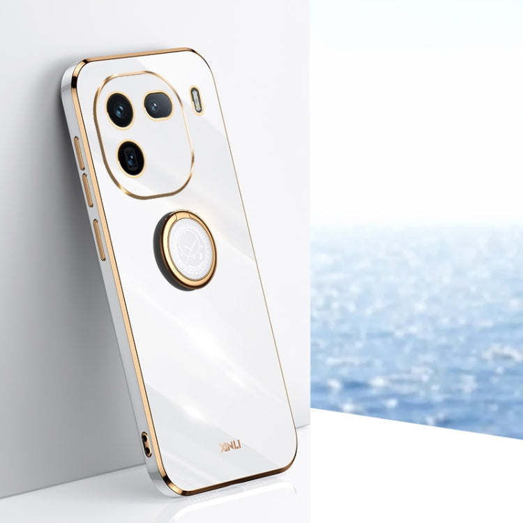 XINLI Straight Edge 6D Electroplate TPU Phone Case with Ring Holder, For vivo X100 Pro 5G, For vivo iQOO 12 Pro 5G, For vivo iQOO 12 5G