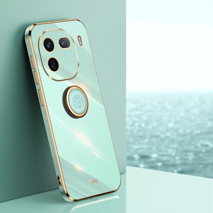 XINLI Straight Edge 6D Electroplate TPU Phone Case with Ring Holder, For vivo X100 Pro 5G, For vivo iQOO 12 Pro 5G, For vivo iQOO 12 5G