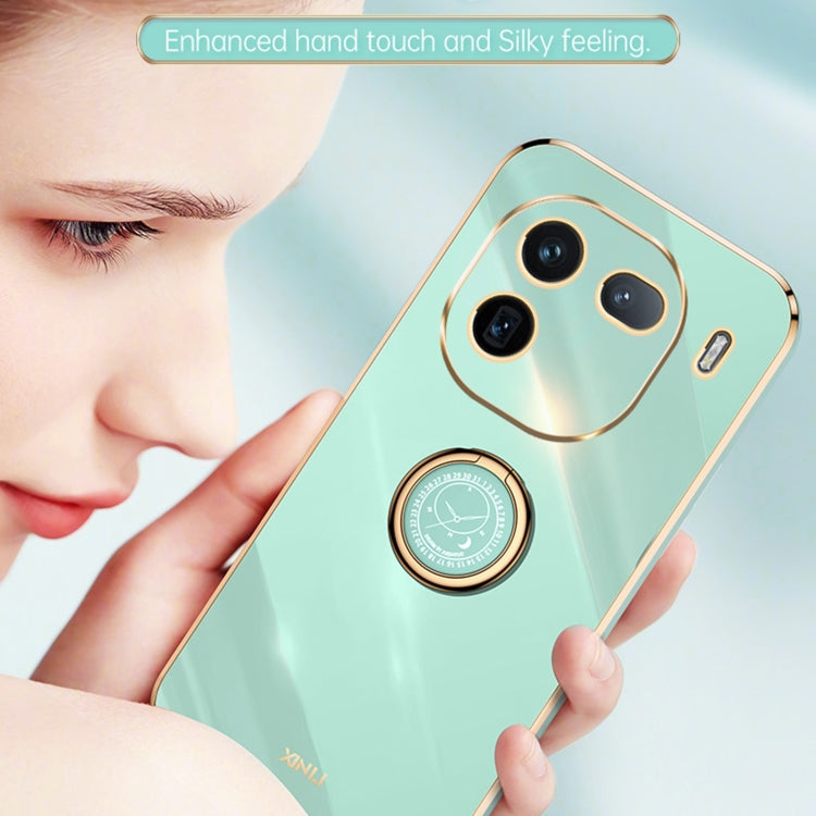 XINLI Straight Edge 6D Electroplate TPU Phone Case with Ring Holder, For vivo iQOO 12 5G, For vivo Y17S 4G, For vivo Y35M+