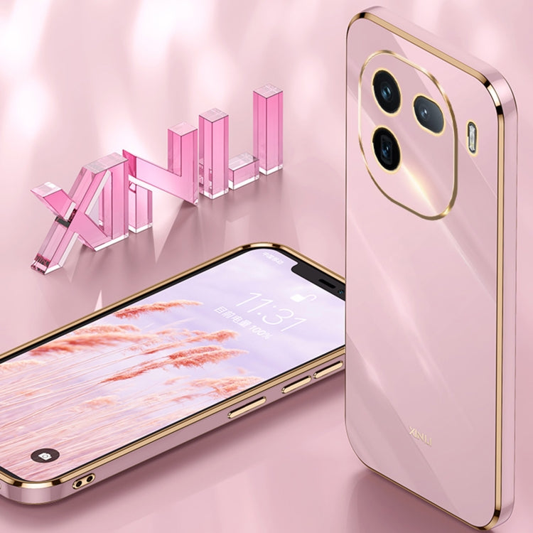 XINLI Straight Edge 6D Electroplate TPU Phone Case with Ring Holder, For vivo iQOO 12 5G, For vivo Y17S 4G, For vivo Y35M+
