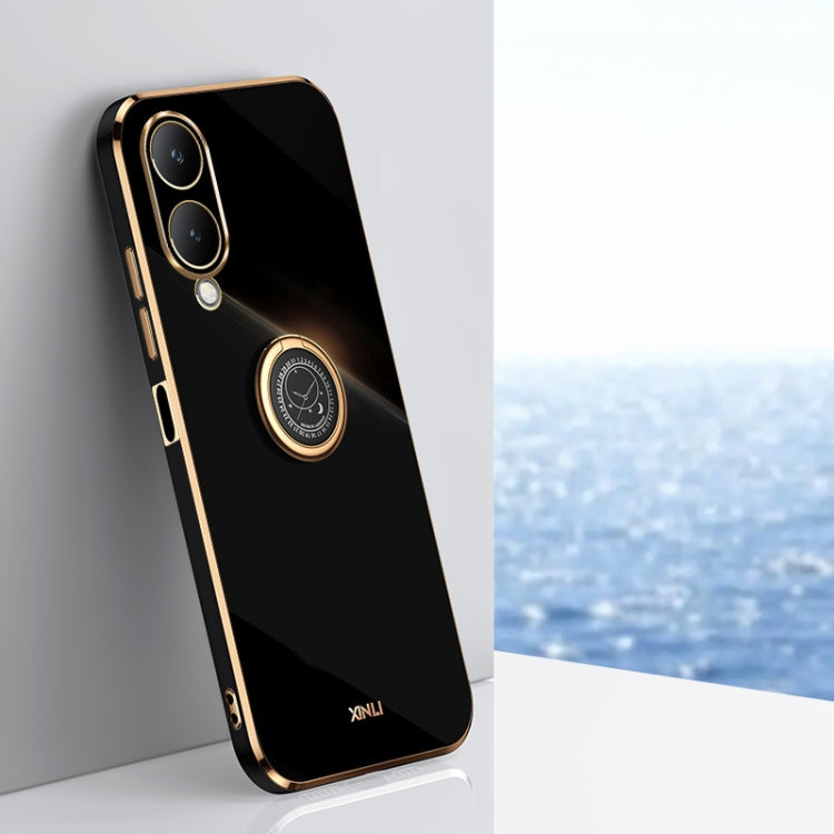 XINLI Straight Edge 6D Electroplate TPU Phone Case with Ring Holder, For vivo iQOO 12 5G, For vivo Y17S 4G, For vivo Y35M+