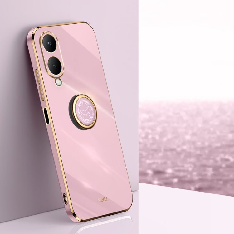 XINLI Straight Edge 6D Electroplate TPU Phone Case with Ring Holder, For vivo iQOO 12 5G, For vivo Y17S 4G, For vivo Y35M+