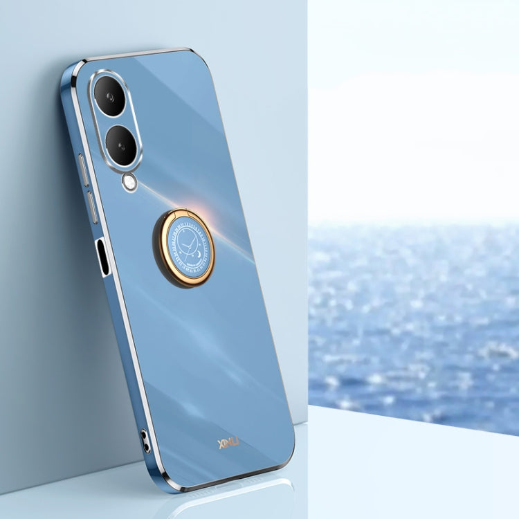 XINLI Straight Edge 6D Electroplate TPU Phone Case with Ring Holder, For vivo iQOO 12 5G, For vivo Y17S 4G, For vivo Y35M+