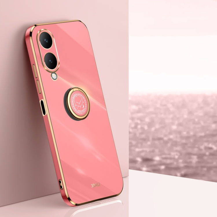 XINLI Straight Edge 6D Electroplate TPU Phone Case with Ring Holder, For vivo iQOO 12 5G, For vivo Y17S 4G, For vivo Y35M+