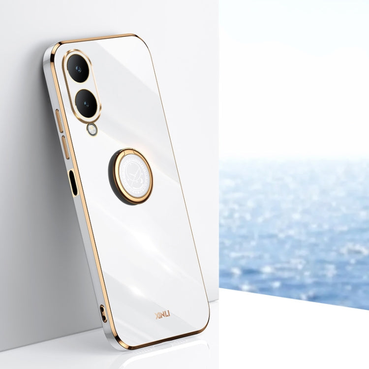 XINLI Straight Edge 6D Electroplate TPU Phone Case with Ring Holder, For vivo iQOO 12 5G, For vivo Y17S 4G, For vivo Y35M+