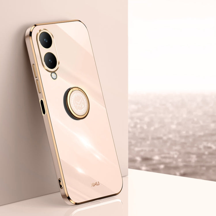 XINLI Straight Edge 6D Electroplate TPU Phone Case with Ring Holder, For vivo iQOO 12 5G, For vivo Y17S 4G, For vivo Y35M+