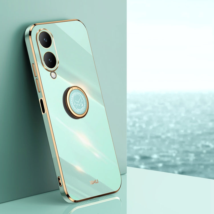 XINLI Straight Edge 6D Electroplate TPU Phone Case with Ring Holder, For vivo iQOO 12 5G, For vivo Y17S 4G, For vivo Y35M+