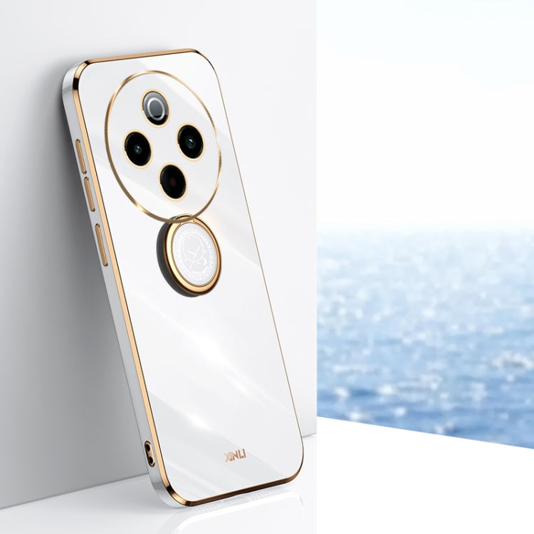 XINLI Straight Edge 6D Electroplate TPU Phone Case with Ring Holder, For vivo iQOO 13, For vivo Y300 Pro, For vivo V40 Lite 5G