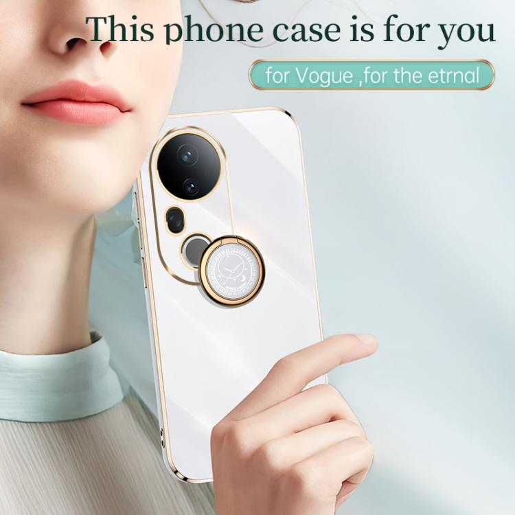 XINLI Straight Edge 6D Electroplate TPU Phone Case with Ring Holder, For vivo S20 Pro, For vivo iQOO 13, For vivo Y300 Pro