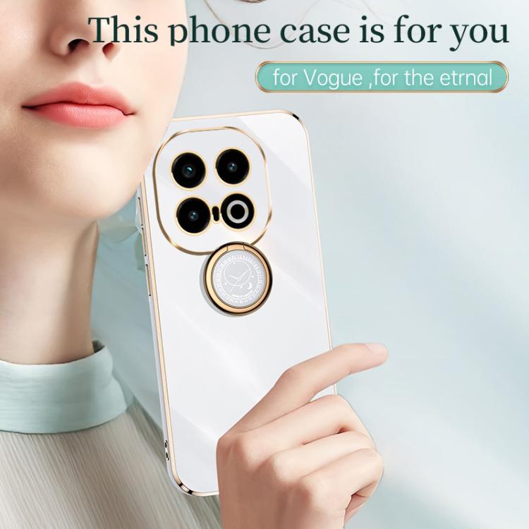 XINLI Straight Edge 6D Electroplate TPU Phone Case with Ring Holder, For vivo iQOO 13, For vivo Y300 Pro, For vivo V40 Lite 5G