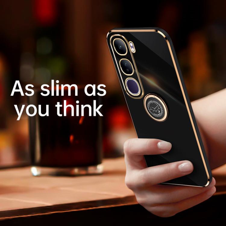 XINLI Straight Edge 6D Electroplate TPU Phone Case with Ring Holder, For vivo V40 Lite 5G, For vivo X100 Pro 5G, For vivo iQOO 12 Pro 5G