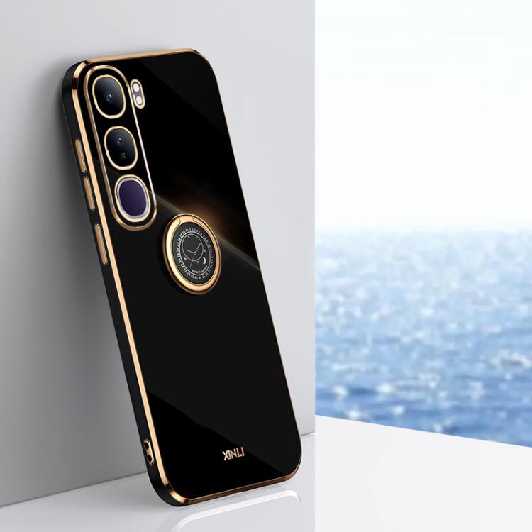 XINLI Straight Edge 6D Electroplate TPU Phone Case with Ring Holder, For vivo iQOO 13, For vivo Y300 Pro, For vivo V40 Lite 5G