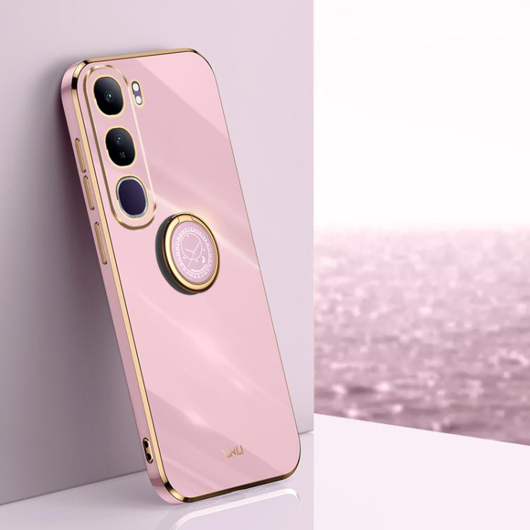 XINLI Straight Edge 6D Electroplate TPU Phone Case with Ring Holder, For vivo iQOO 13, For vivo Y300 Pro, For vivo V40 Lite 5G