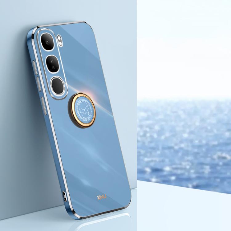 XINLI Straight Edge 6D Electroplate TPU Phone Case with Ring Holder, For vivo iQOO 13, For vivo Y300 Pro, For vivo V40 Lite 5G