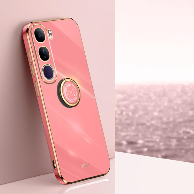 XINLI Straight Edge 6D Electroplate TPU Phone Case with Ring Holder, For vivo iQOO 13, For vivo Y300 Pro, For vivo V40 Lite 5G