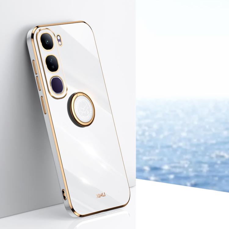 XINLI Straight Edge 6D Electroplate TPU Phone Case with Ring Holder, For vivo iQOO 13, For vivo Y300 Pro, For vivo V40 Lite 5G