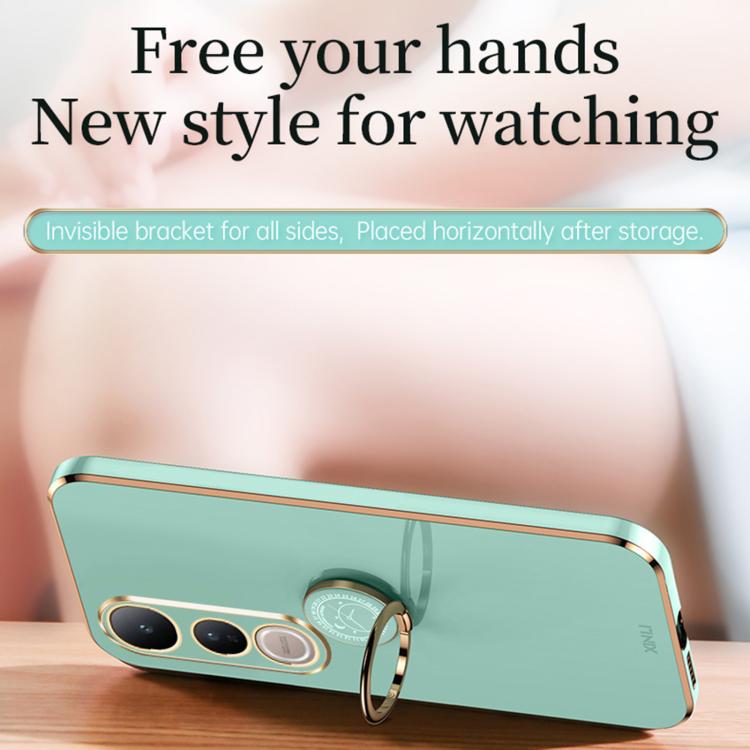 XINLI Straight Edge 6D Electroplate TPU Phone Case with Ring Holder, For vivo V50 Lite, For vivo V50, For vivo S20
