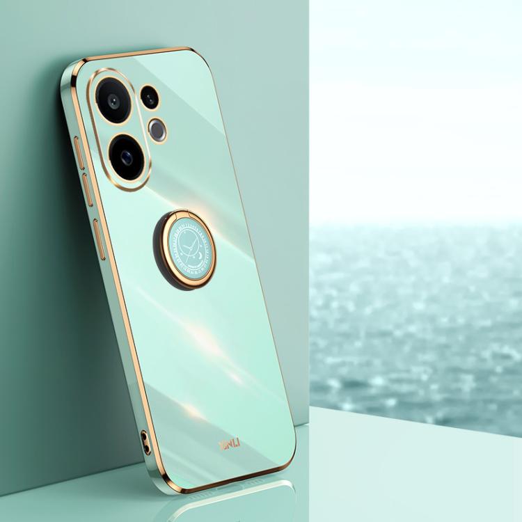 XINLI Straight Edge 6D Electroplate TPU Phone Case with Ring Holder, For vivo S30 Pro mini 5G, For vivo S30 5G, For vivo X200 Ultra