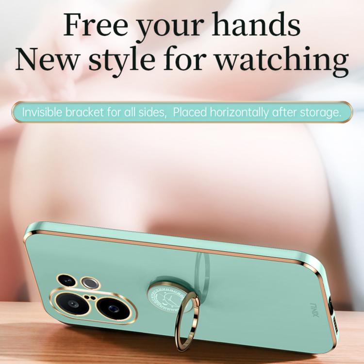 XINLI Straight Edge 6D Electroplate TPU Phone Case with Ring Holder, For vivo S30 Pro mini 5G, For vivo S30 5G, For vivo X200 Ultra