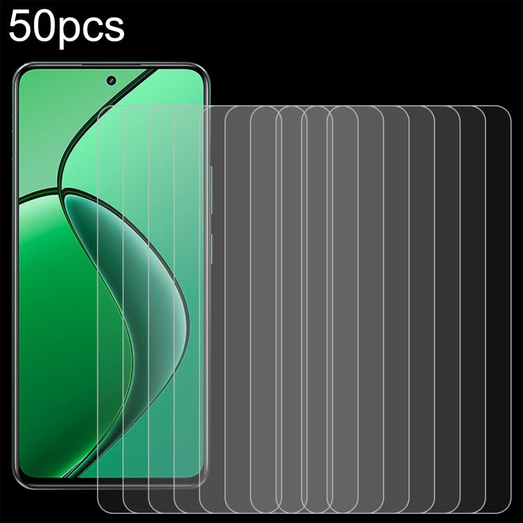 50pcs 0.26mm 9H 2.5D Tempered Glass Film, For Realme 13 4G / 13+ / C63 5G / 14x / 14, For Realme P3 Ultra 5G, For Realme Neo7, For Realme P1 Speed, For Realme C61 / C61 India / Note 60, For Realme 12+ / 12 4G, For Realme Narzo N61