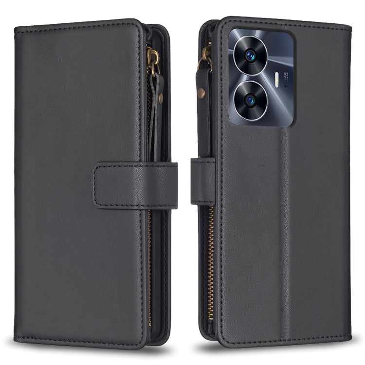 9 Card Slots Zipper Wallet Leather Flip Phone Case, For Realme C55, For Realme C53
