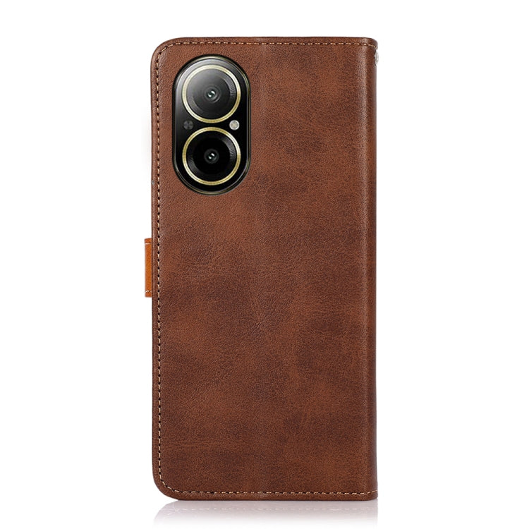 KHAZNEH Dual-color Cowhide Texture Flip Leather Phone Case, For Realme C67 4G, For Realme C53 / Narzo N53