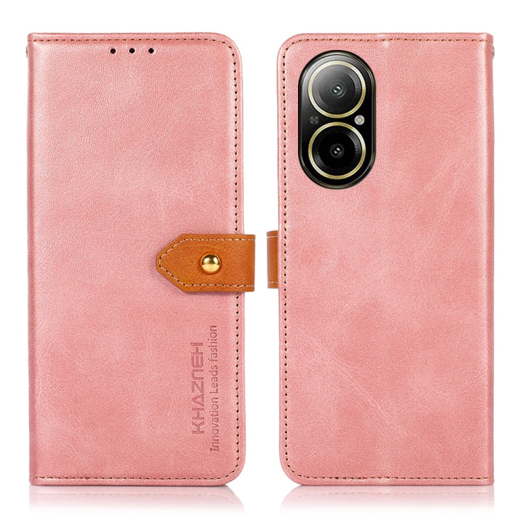 KHAZNEH Dual-color Cowhide Texture Flip Leather Phone Case, For Realme C67 4G, For Realme C53 / Narzo N53