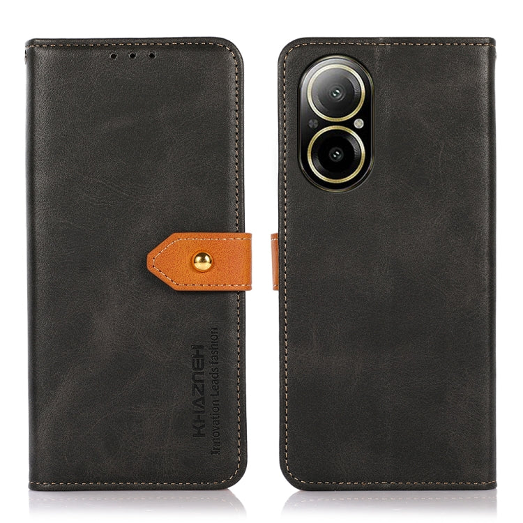 KHAZNEH Dual-color Cowhide Texture Flip Leather Phone Case, For Realme C67 4G, For Realme C53 / Narzo N53