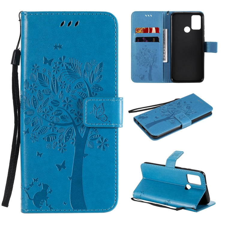 Tree & Cat Embossed Pattern Horizontal Flip Leather Case with Holder & Card Slots & Wallet & Lanyard, For Huawei Honor 9A, For Huawei Honor 30 Pro
