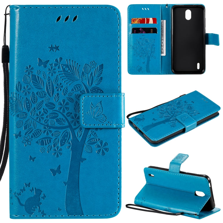 Tree & Cat Embossed Pattern Horizontal Flip Leather Case with Holder & Card Slots & Wallet & Lanyard, For Nokia 1.3, For Nokia 2.3