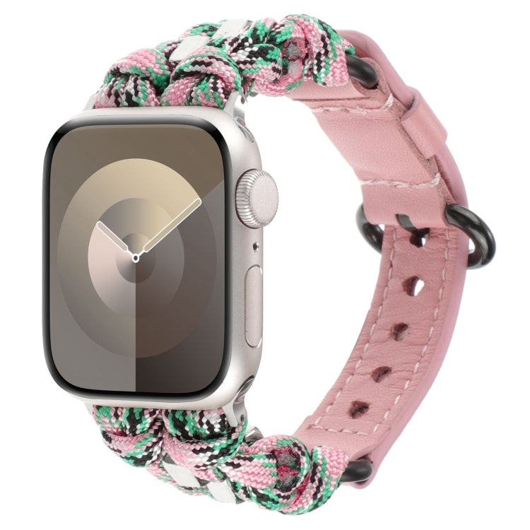 Paracord Genuine Leather Watch Band, For Apple Watch Series 9 41mm, For Apple Watch Ultra 49mm, For Apple Watch Series 8 41mm, For Apple Watch Series 8 45mm
