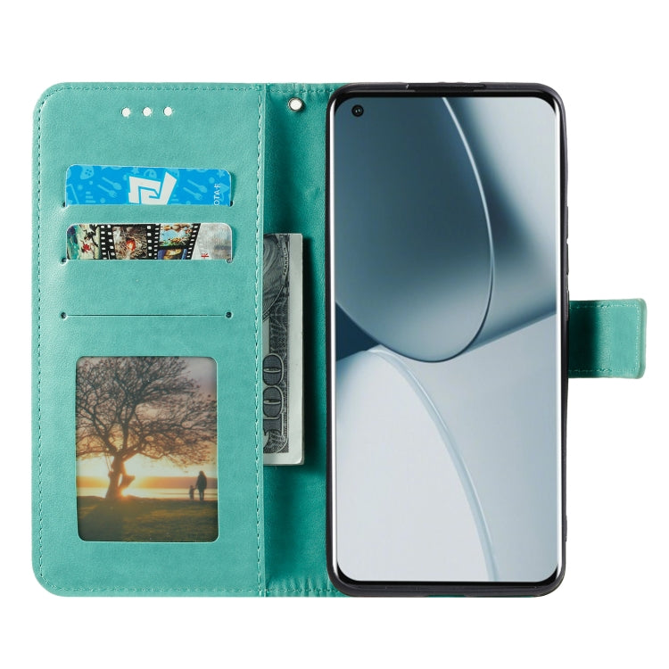 Totem Flower Embossed Leather Phone Case with Lanyard