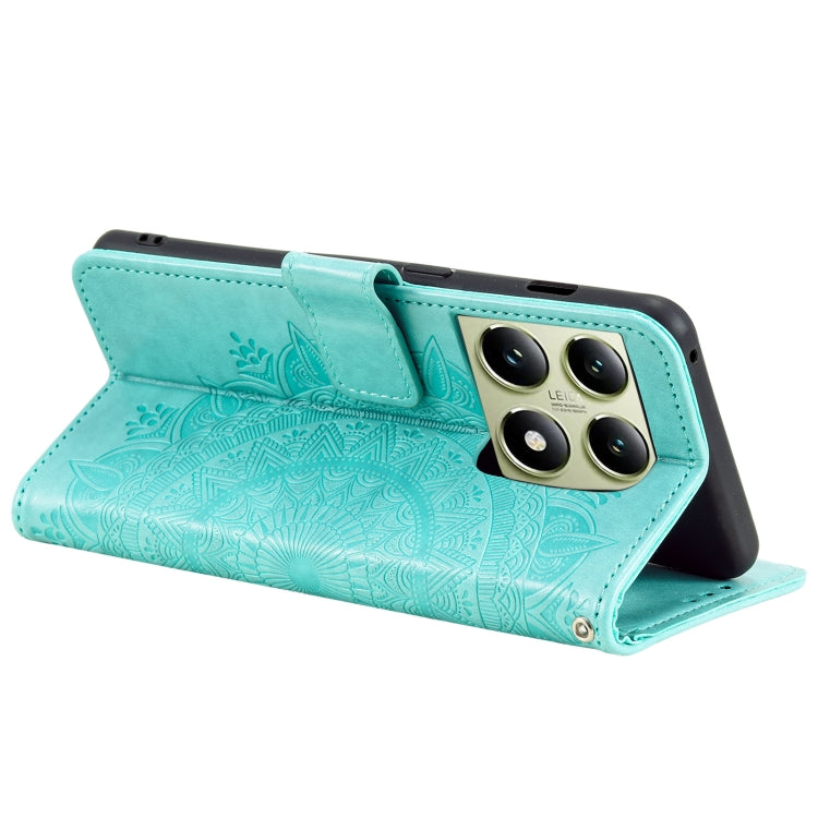 Totem Flower Embossed Leather Phone Case with Lanyard