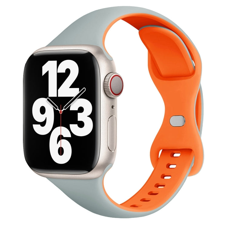 Two Color Slim Butterfly Buckle Silicone Watch Band, For Apple Watch Series 9 41mm, For Apple Watch Ultra 49mm, For Apple Watch Series 8 41mm