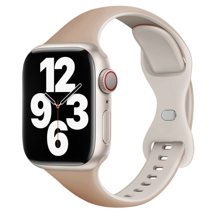 Two Color Slim Butterfly Buckle Silicone Watch Band, For Apple Watch Series 7 41mm, For Apple Watch Series 7 45mm, For Apple Watch SE 40mm