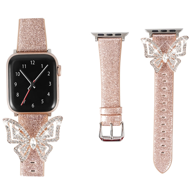 Bowknot Glitter Diamond Replacement Strap Watchband, For Apple Watch 5 & 4 44mm / 3 & 2 & 1 42mm, For Apple Watch Series 8&7 41mm / SE 2&6&SE&5&4 40mm / 3&2&1 38mm