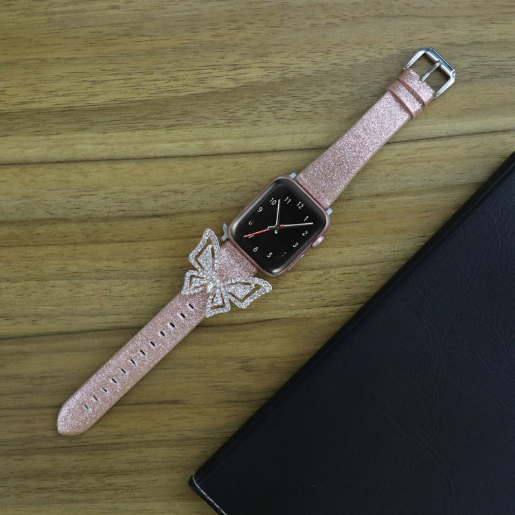 Bowknot Glitter Diamond Replacement Strap Watchband, For Apple Watch 5 & 4 44mm / 3 & 2 & 1 42mm, For Apple Watch Series 8&7 41mm / SE 2&6&SE&5&4 40mm / 3&2&1 38mm