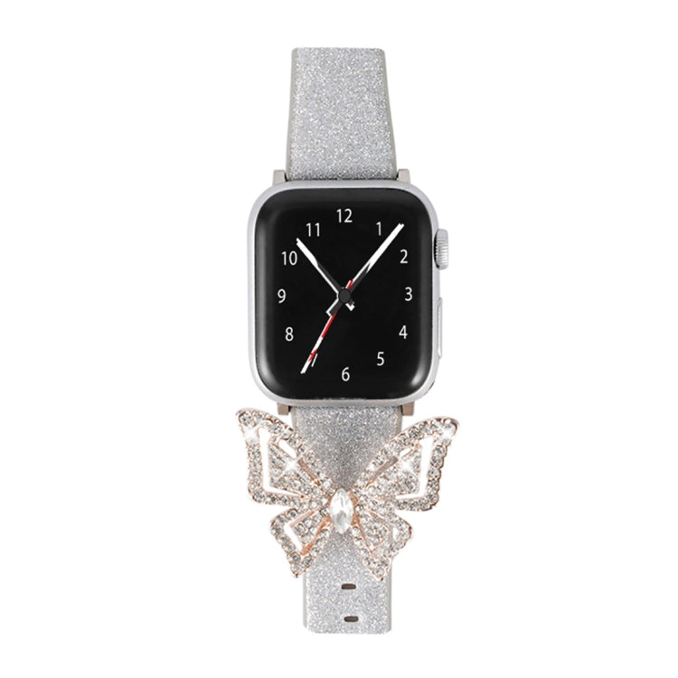 Bowknot Glitter Diamond Replacement Strap Watchband, For Apple Watch 5 & 4 44mm / 3 & 2 & 1 42mm, For Apple Watch Series 8&7 41mm / SE 2&6&SE&5&4 40mm / 3&2&1 38mm