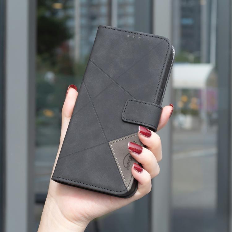Magnetic Buckle Rhombus Texture Leather Phone Case