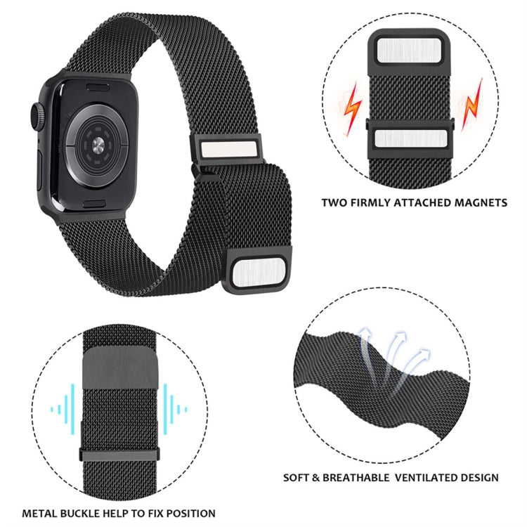 Milan Double Magnetic Steel Mesh Watch Band, For Apple Watch SE 2022 44mm, For Apple Watch 7 41mm, For Apple Watch 7 45mm, For Apple Watch SE 40mm