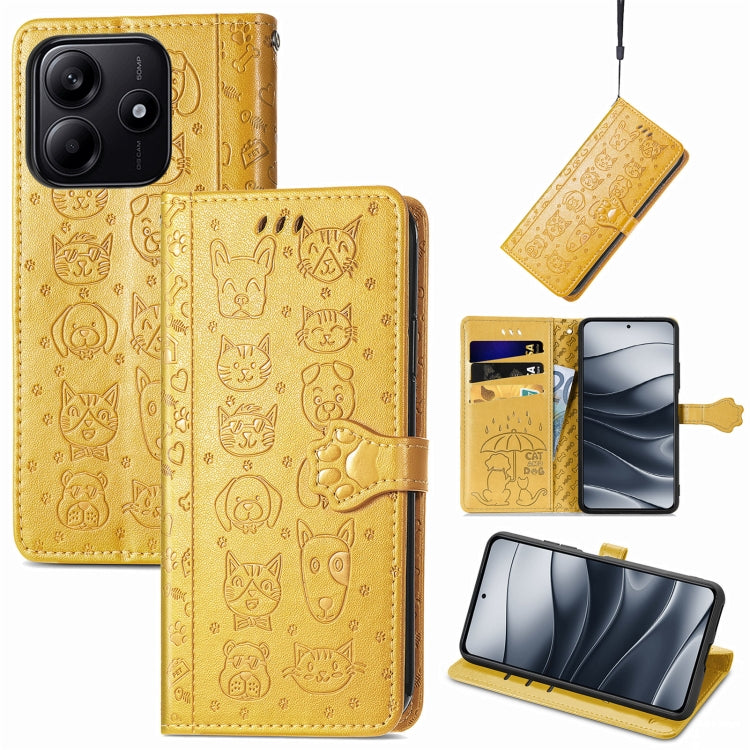 Cat and Dog Embossed Leather Phone Case, For Xiaomi 15 Ultra, For Xiaomi 15 Pro, For Xiaomi 15, For Xiaomi Redmi Note 14 5G