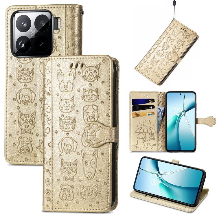 Cat and Dog Embossed Leather Phone Case, For Xiaomi 15 Ultra, For Xiaomi 15 Pro, For Xiaomi 15, For Xiaomi Redmi Note 14 5G